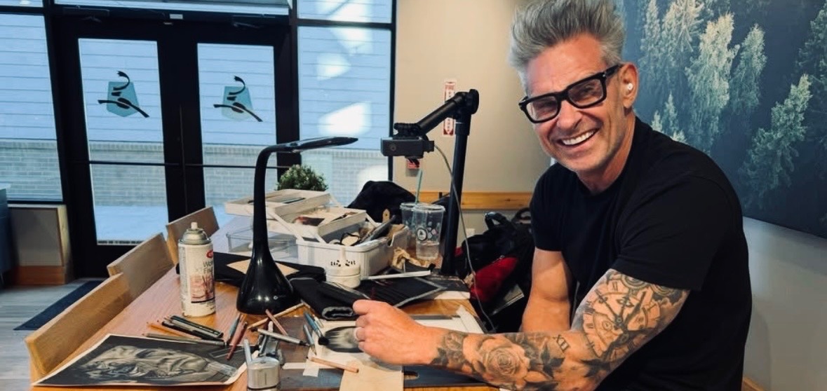 Bobby Conway at his drawing desk